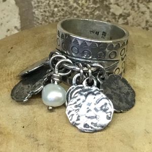 Silpada Coin & Pearl Cha Cha Ring size 6 - NWOT